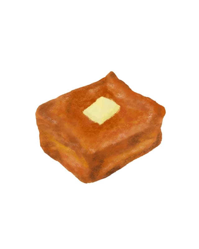 Illustration of thick toast with a pat of butter