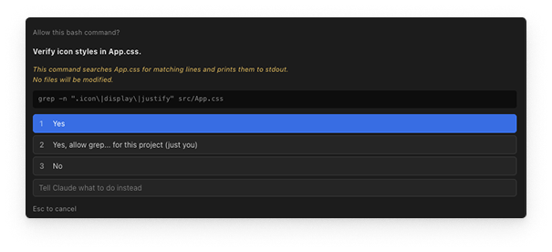 Proposed permission dialog with a plain-language summary and risk assessment shown before the technical command