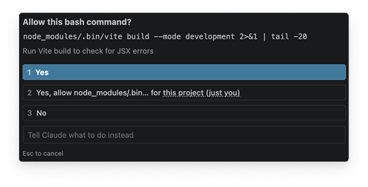 Claude Code permission dialog asking to allow a bash command with no context on risk