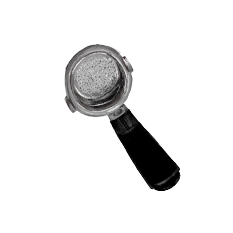 An illustrated espresso portafilter
