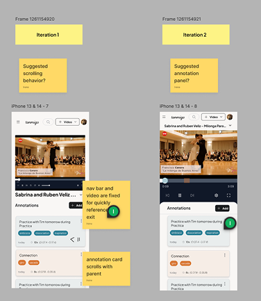 Tanmigo interface exploration testing layout and interaction variations